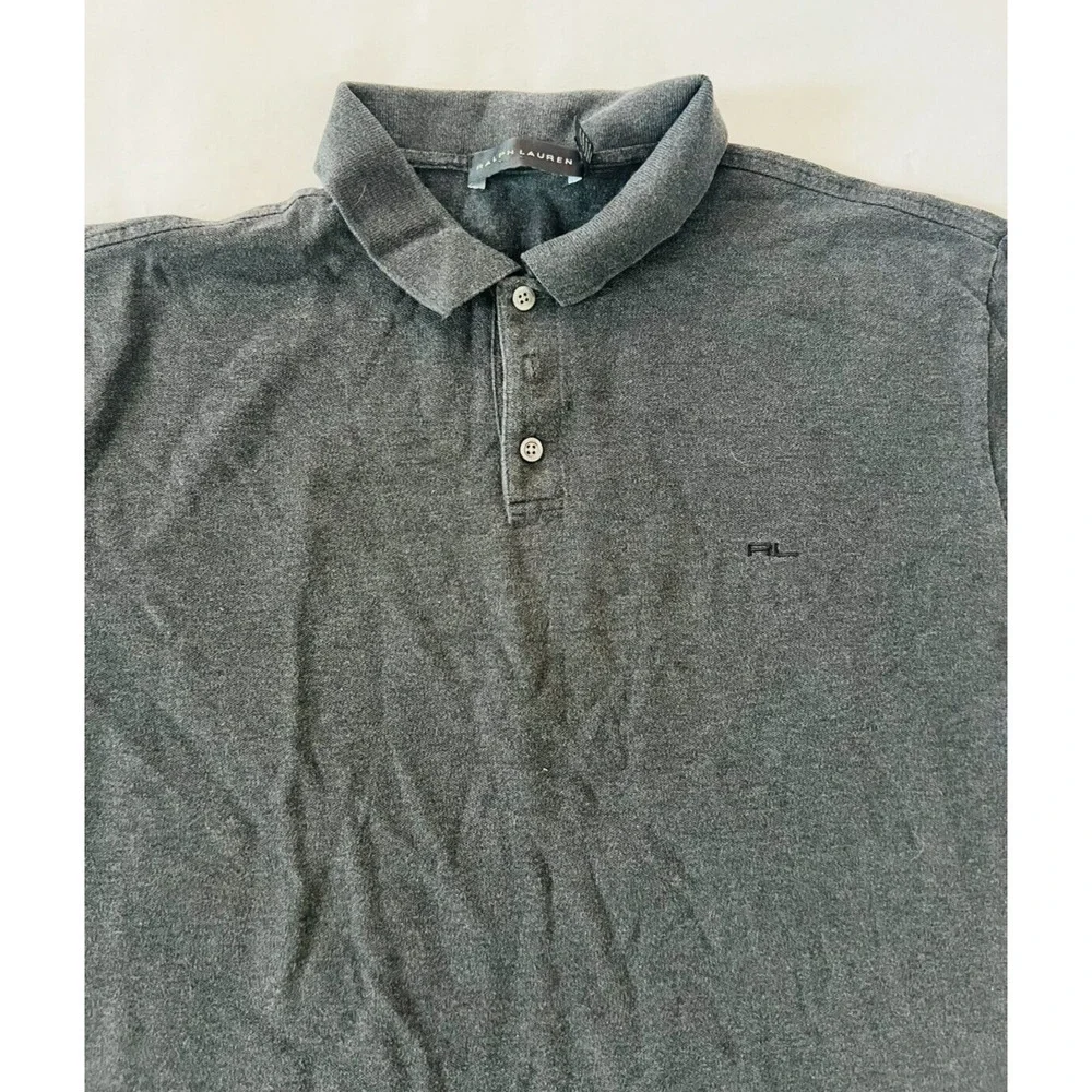 Ralph Lauren Mens Polo Shirt Emboidered Logo Short Sleeve Black Size XL